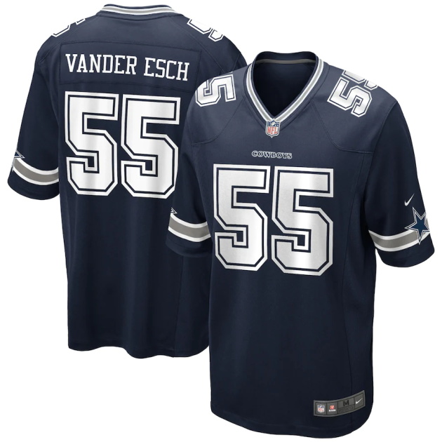 mens nike leighton vander esch navy dallas cowboys game player jersey